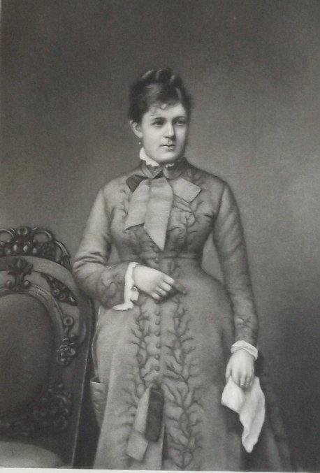Nellie Grant Sartoris, daughter of President Grant: Portrait of Nellie Grant Sartoris, photogravure by Samuel Sartain after the photograph by Brady, genuine 1870s stipple and line engraving signed in plate "Engraved by Samuel Sartain, Phila". Nellie Gr