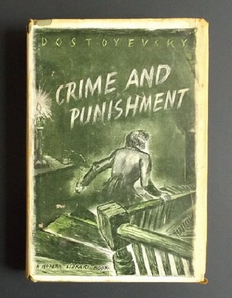 Fyodor Dostoyevsky, Crime and Punishment ML Ed. 1950: "Crime and Punishment", by Fyodor Dostoyevsky, translated from the Russian by Constantine Garnett, With an Introduction by Ernest J. Simmons, published by Modern Library, Random House in 1950. US: Pri