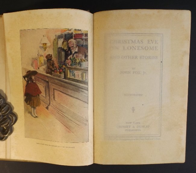 Fox Jr., Christmas Eve on Lonesome 1904 Short Story: "Christmas Eve on Lonesome", by John Fox Jr., short story collection published by Grosset and Dunlap by arrangement with Charles Scribner, September 1904, Scribner colophon on the copyright page, illu