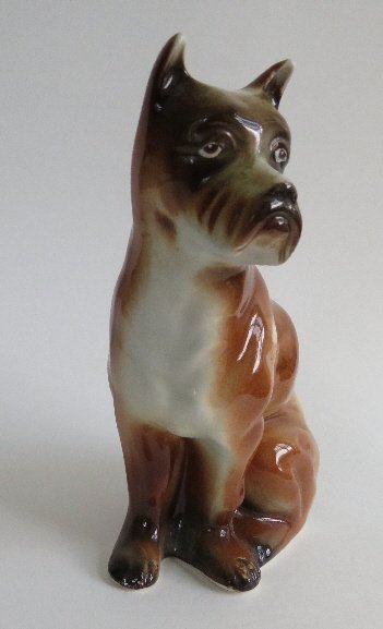 Boxer Dog hand painted Porcelain Figurine, Brazil 1950s: Vintage Boxer Dog Porcelain Figurine, hand painted, marked Brazil, circa 1950s. US: Priority (c.2-4 days) --------- $17.50 Canada: 1st Class (c.2-6 weeks) --- $33.50 World: 1st Class (c.2-8 weeks) ---