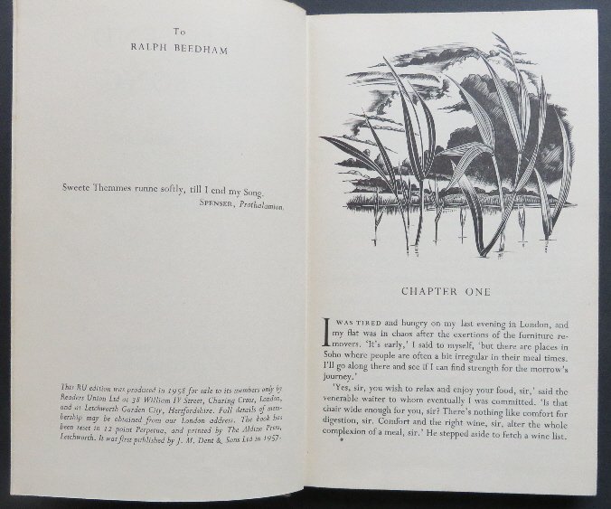 Robert Gibbings, Till I End My Song, 1958, Engravings: "Till I End My Song", by Robert Gibbings, with wood engravings by the author, published by J.M. Dent, London for the Readers Union, Limited RU edition, 1958. An eulogy of the village life and natural 