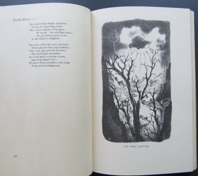 Edgar Allen Poe, Complete Poems, Raven 1943 illustrated: "Complete Poems of Edgar Allen Poe", Prepared, and Edited with a Commentary by Louis Untermeyer, illustrated with Lithographs by Hugo Steiner-Prag, published by Heritage Press, New York, Copyright 194