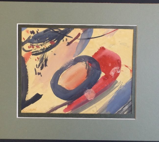 Friedrich Jordan, Abstract Expressionist Composition: "Abstract Expressionist Composition", by Friedrich Jordan, tempera on structured paper, signed. Certification of Authenticity will be included. Friedrich Jordan [b.1914] studied at the Bauhaus School 