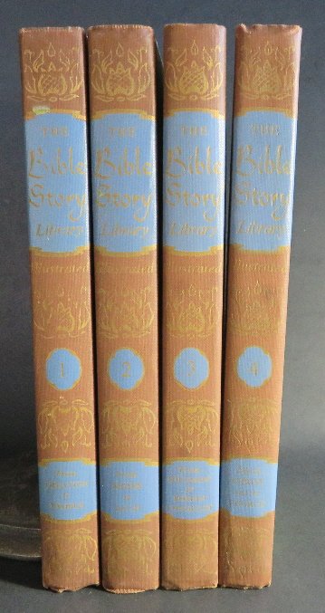 Bible Stories 1956 Complete 4vol. Ed. illustrated: "The Bible Story Library", edited by Turner Hodges, published by Educational Book Guild, New York, 1956. Complete 4 Volume Set. The Holy Scriptures retold in story form for the young and as an explana