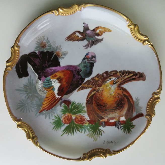 Antique Coronet Limoges France Pheasant Platter 1908: Large platter with hand painted pheasants, artist signed "L. Conderly," porcelain marks by Coronet Limoges France and "B M de M, Limoges France". The mark "B M de M" was the mark of P.M. Mavaleix (thi