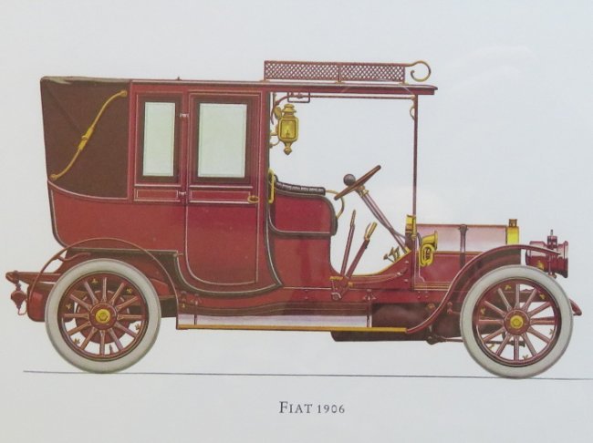 Fiat 1906, Automobile, Lithograph 1968, Framed (1 of 6)