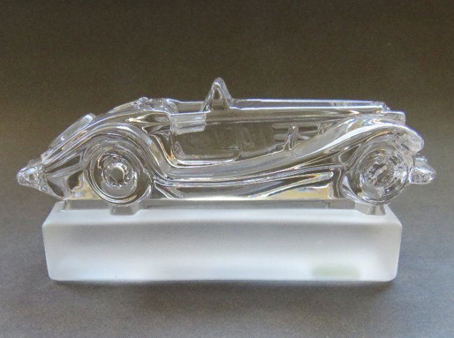 Mercedes 540K 1938 Crystal Figurine Goebel 1988: Crystal Mercedes 540K 1938, car figurine/ paperweight by Goebel, with original clear plastic label on the side of the base and stamp "Goebel Germany" on the bottom, c.1988, genuine lead crystal. US: P