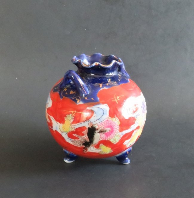 Antique Japanese Pomegranate Shape Vase Koi Fishes (1 of 13)