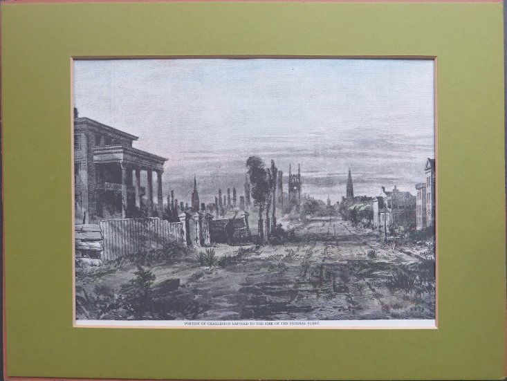Charleston Antique Engraving Civil War 1866 (1 of 6)