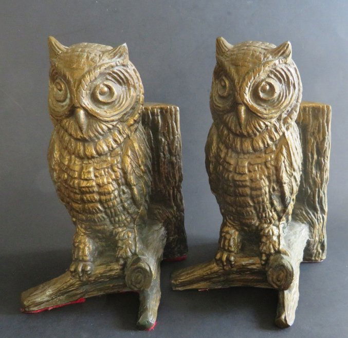 Vintage Brass Owl Bookends, Set of 2 (1 of 8)