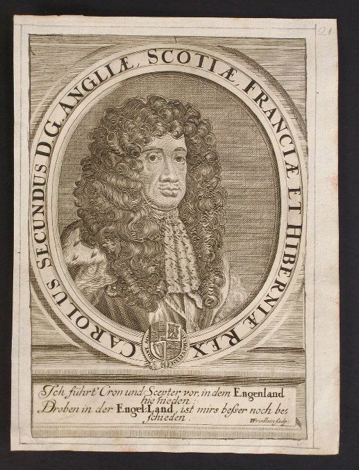 Johann Friedlein, King Charles II England 1685 engraved (1 of 6)