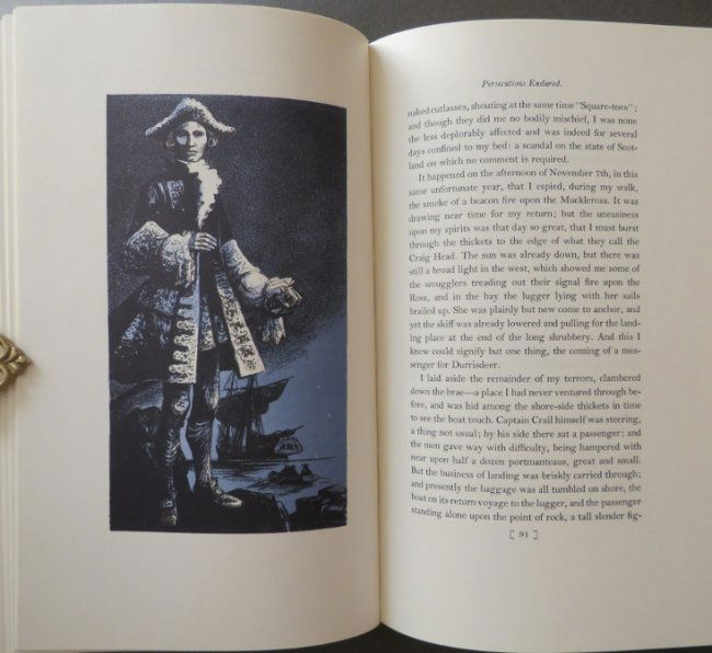 Stevenson, Master of Ballantrae 1965 Lynd Ward illustr.: "The Master of Ballantrae" by Robert Louis Stevenson, with an Introduction by G.B. Stern, and color lithographs by Lynd Ward, Published by Heritage Press, 1965. Slipcase [a little wear], hard boards,