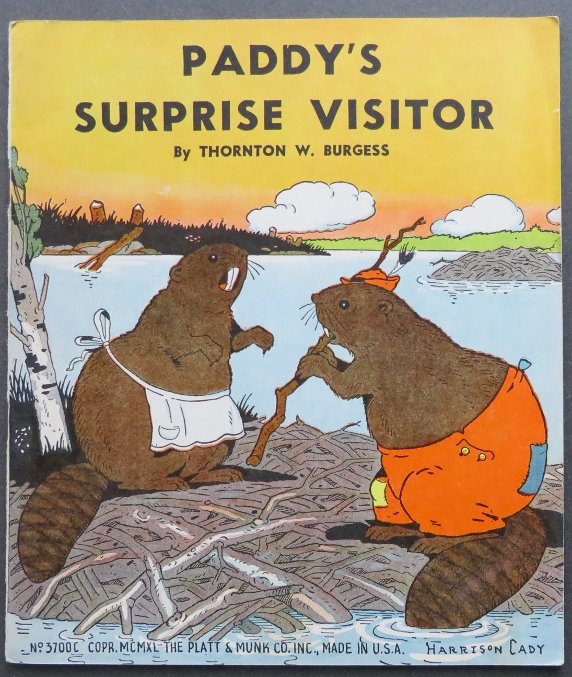 Burgess, Paddy Surprise Visitor, 1stEd. 1940, Cady ill.: "Paddy's Surprise Visitor" by Thornton W. Burgess, original 3700 series issued in paperback by the Platt & Munk Co. in 1940. Richly illustrated by Harrison Cady throughout. First Edition. Stapled pape