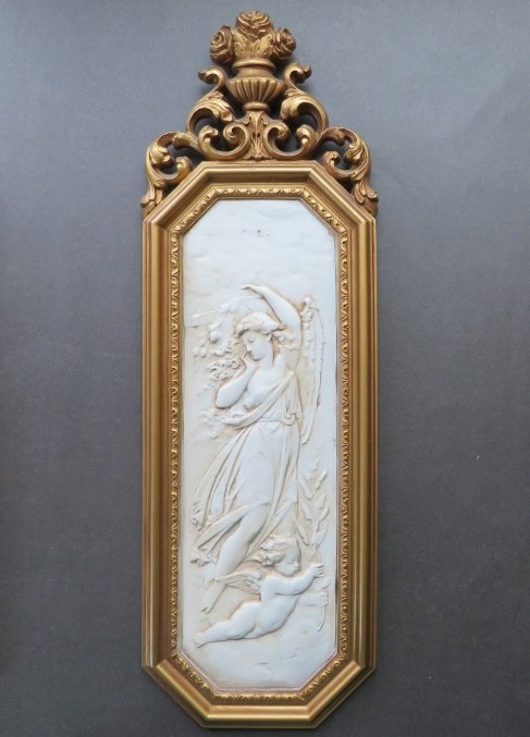 Angel with Putti, Neoclassic Style Wall Plaque 1967, Dart Ind. USA (1 of 6)