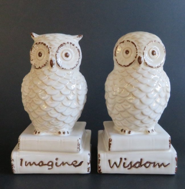 Pair of Vintage Porcelain Owl Bookends, Wisdom, Imagine (1 of 9)