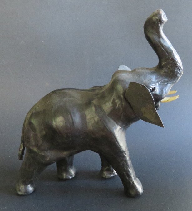 Vintage Leather Elephant Figure Hand Crafted 1960s India (1 of 9)