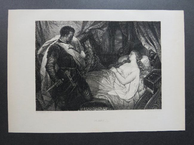 Hofmann, Othello, Antique Steel Engraving by Buchel 1870s-80s (1 of 5)