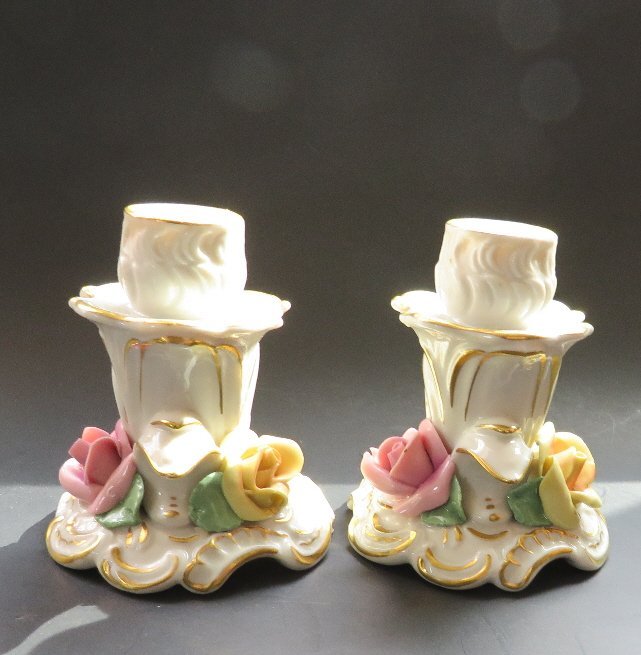 Set of 2 Antique Capodimonte porcelain Candle Holder 1800s Italy (1 of 11)