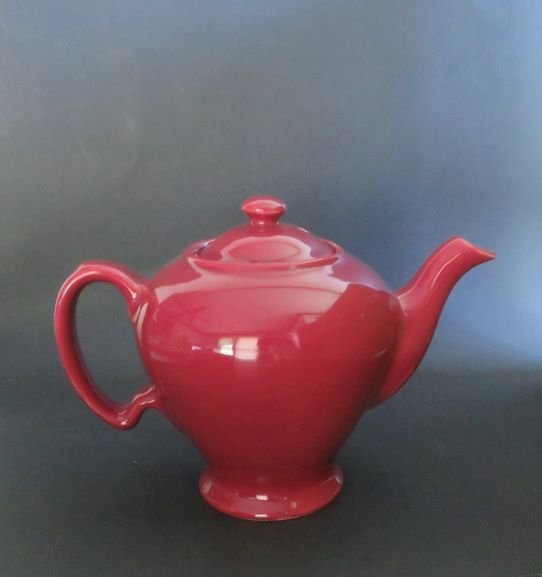 Vintage Art Deco Hall McCormick Teapot Pottery Burgundy Glaze 1930s (1 of 5)
