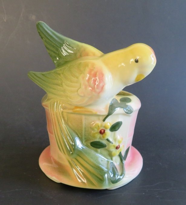 Mid Century Modern Ceramic Parakeet Parrot Planter, Vase 1950s (1 of 10)