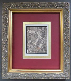 Allaert Claesz, Soldier, Dance of Death Original 1520s Engraving Framed: Antique genuine authentic 16th century engraving. "Soldier Overcome by Death", engraved by Allaert Claesz, (Aertgen van Leyden), Flemish, 1520s-50s, after Jacob Binck, original 1520s-50s copper