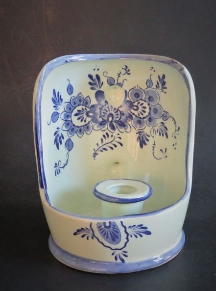 Vintage Blue Delftware Porcelain Chamber Candle Holder for Wall & Table Top (1 of 10)