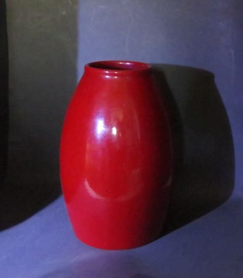 Vintage Ceramic Scheurich Amano Oxblood Red Vase, Germany 1980s (1 of 5)