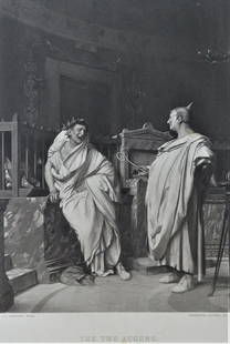 Jean-Leon Gerome, The Two Augurs, Goupil Antique Photogravure 1881: "The Two Augurs" after the painting by Jean-Leon Gerome, antique photogravure; engraved by Goupil, 1881; printed on heavy stock paper; signed in plate "J. L. Gerome, Pinx." and "Gravure Goupil et