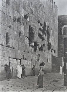 Jean-Leon Gerome, The Wall of Solomon, Goupil Antique Photogravure 1881: "The Wall of Solomon" after the painting by Jean-Leon Gerome, antique photogravure; engraved by Goupil, 1881; printed on heavy stock paper; signed in plate " J. L. Gerome, Pinx." and "Gravure Goupil