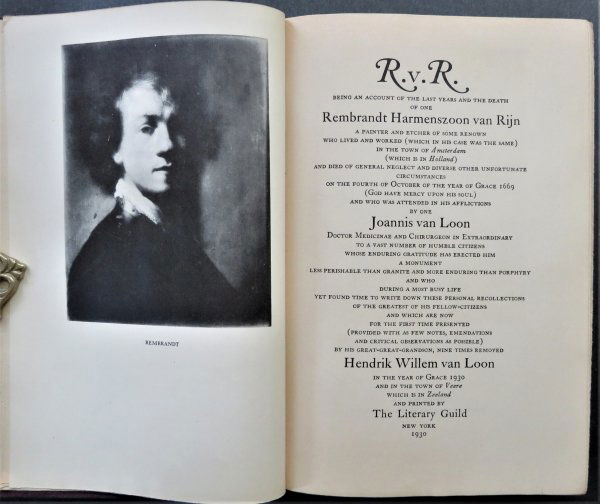 Hendrik Van Loon, Life & Times of Rembrandt van Rijn, 1stEd. 1930, illustrated (1 of 15)
