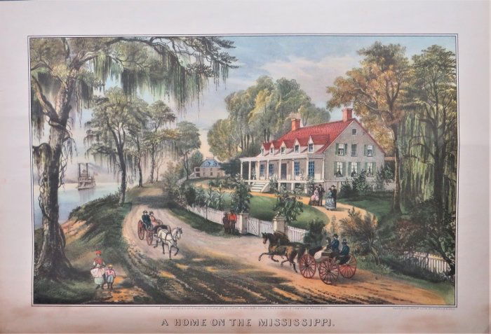 Currier & Ives, Home on The Mississippi, Vintage 1950 Wall Calendar Print (1 of 8)