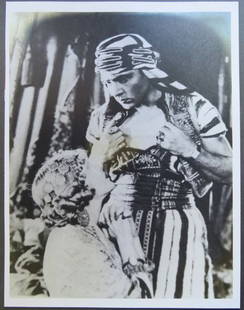 Rudolf Valentino & Vilma Banky, 1926, Large Silent Film Still Photo Silver Print: A vintage still from the silent film "The Son of the Sheik" (1926, directed by George Fitzmaurice and starring Rudolph Valentino and Vilma Banky). Ahmed, the son of an Arab sheik (Rudolph Valentino) s
