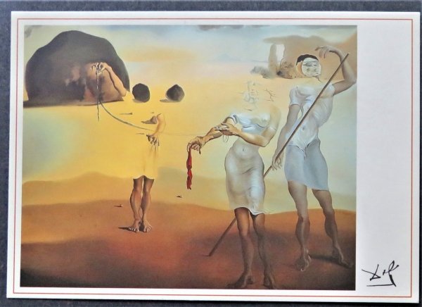 Art Postcard, 1986, Salvador Dali, Enchanted Beach with Three Fluid Graces: "Enchanted Beach with Three Fluid Graces" (1938) by Salvador Dali, published by Edition Cicero, Hamburg, Germany, 1986, copyright by The Salvador Dali Foundation. Standard size: 6" x 4" [150mm x 105mm