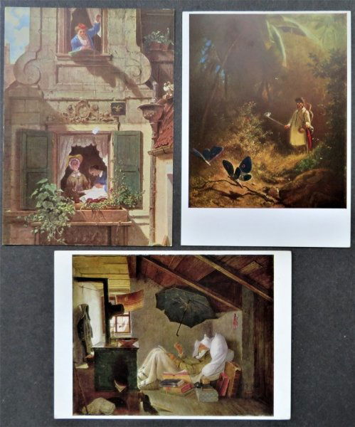 Lot 3 Art Postcards, Carl Spitzweg, Romantic Paintings 1980s (1 of 10)