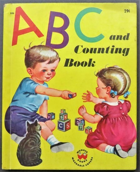 Phyllis Fraser, ABC and Counting Book, 1stEd. 1946, illustrated by Jack Sarkin: "ABC and Counting Book" by Phyllis Fraser; illustrated by Jack Sarkin. Published by Wonder Books (A Division of Grosset & Dunlap, Inc.), New York, 1946, First Edition. Illustrated hard boards [a littl