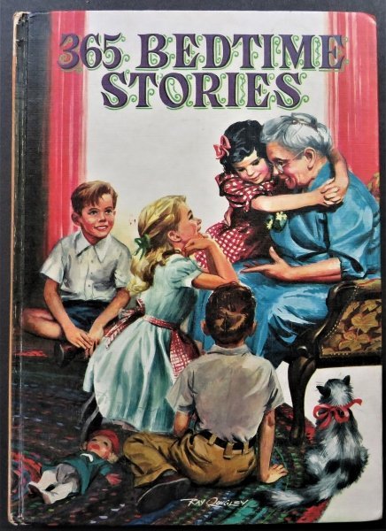 Nan Gilbert, 365 Bedtime Stories, 1stEd. 1955, illustrated by Jill Elgin: "365 Bedtime Stories. A story for every day of the year about the children on What-a-Jolly Street" as told by Nan Gilbert, illustrated by Jill Elgin, published by Whitman, Racine, Wisconsin, 1955, Fir