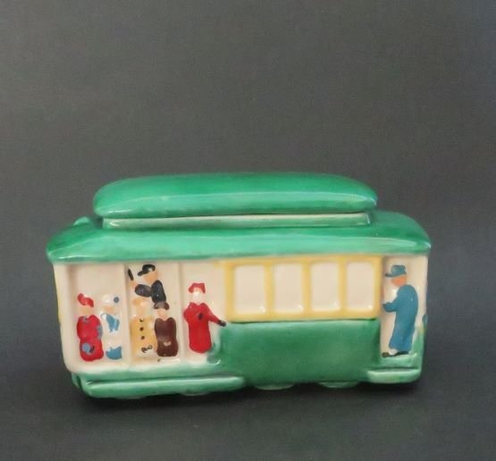 Vintage Ceramic San Francisco Trolley Cable Car Trinket Box 1940s (1 of 12)