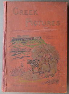 Mahaffy, Greek Pictures, 1st UK Edition 1890, illustrated: "Greek Pictures Drawn with Pen and Pencil" by J.P. Mahaffy, published by The Religious Tract Society, London, England, 1890. First edition. Hard boards, maroon cloth, decorations and lettering on