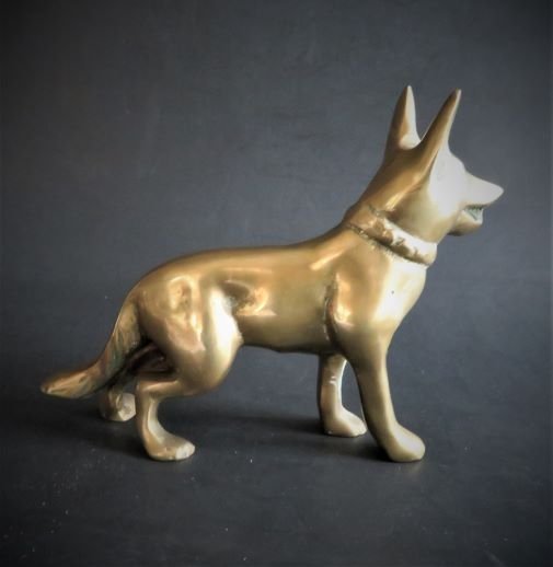 Vintage Solid Brass German Shepard Dog Figurine, 1950s (1 of 5)