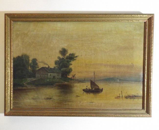 W.P. Gardner, Twilight Before the Sunrise 1876 Landscape Oil Painting, Framed (1 of 8)
