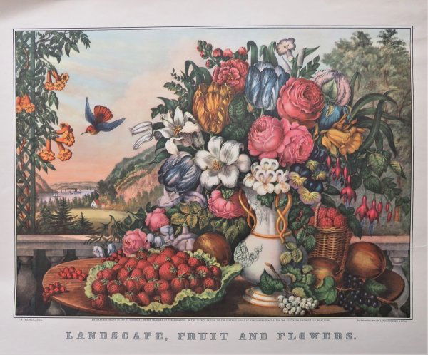 Currier & Ives, Landscape, Fruit & Flowers, Vintage 1950 Wall Calendar Print (1 of 7)
