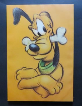 Walt Disney, Pluto, Be A Dog, Serigraph on Canvas, 1980s Limited Edition