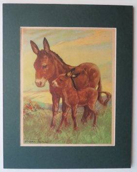Diana Thorne, Donkey, 1932 Original Color Print with Mat