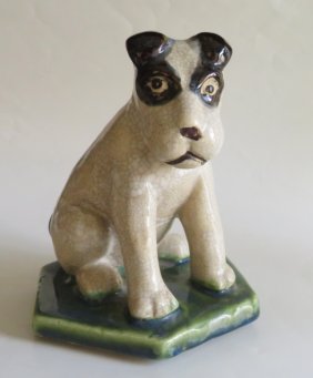 Vintage Ceramic Dog, Puppy Figurine, 1980s, Takashi, Japan