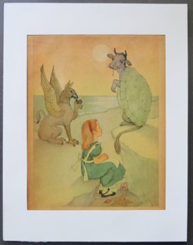 Marjorie Torrey, Mock Turtle & Gryphon, Original 1955 Plate from Alice in Wonderland