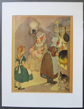 Marjorie Torrey, The Room of Duchess, Original 1955 Plate from Alice in Wonderland