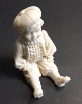 Composite Marble Boy Figurine, 1980s Valentino Italy Fashion House Souvenir