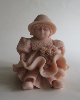 Composite Marble Girl Figurine, 1980s Valentino Italy Fashion House Souvenir