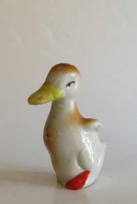Vintage Porcelain Duck Salt Shaker, Japan, 1950s