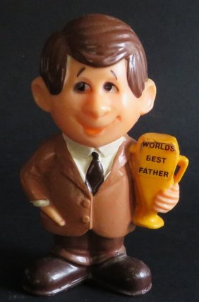 World’s Best Father Plastic Figurine, 1970 Russ Berrie, Made in Hong Kong